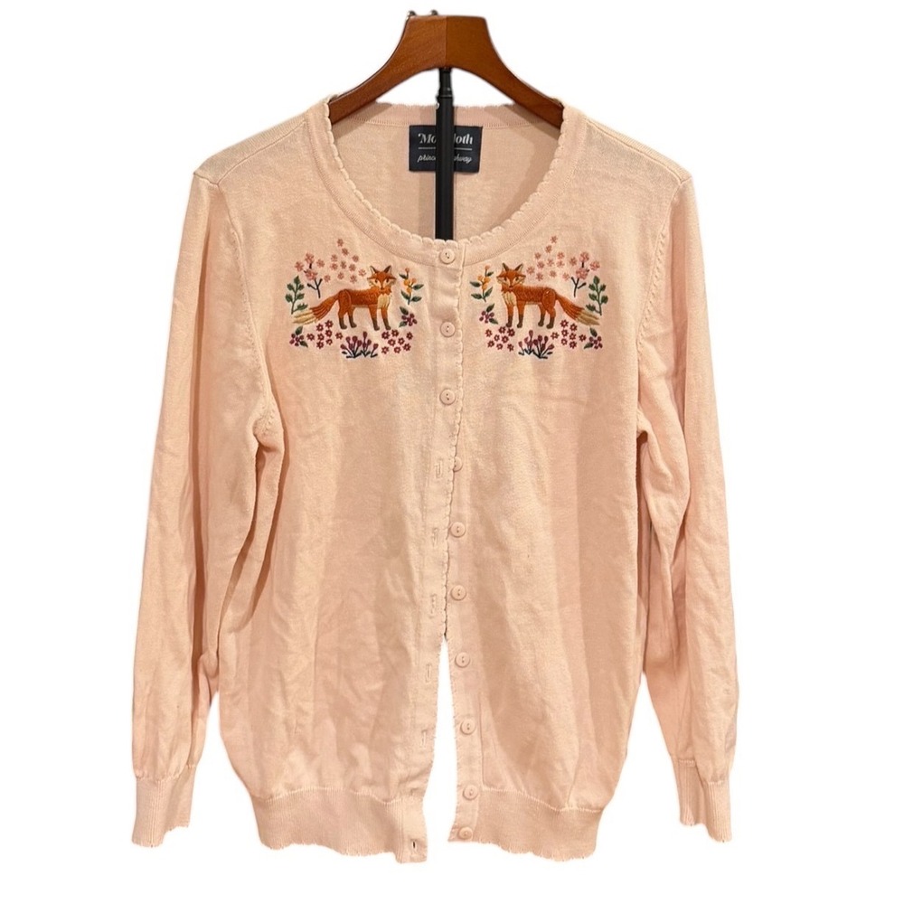 Dainty ModCloth x Princess Highway Fox Embroidered Cardigan light peach Women 18